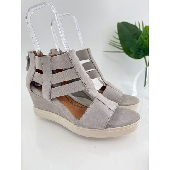 Sofft Womens Sosie Sandals Womens 11 Grey Suede Leather Wedge Platform Gladiator - Picture 1 of 16